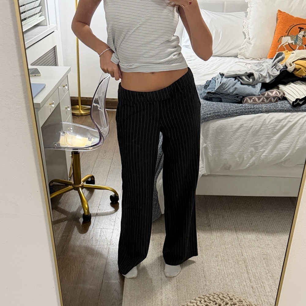 Women's Black Pinstripe Pants